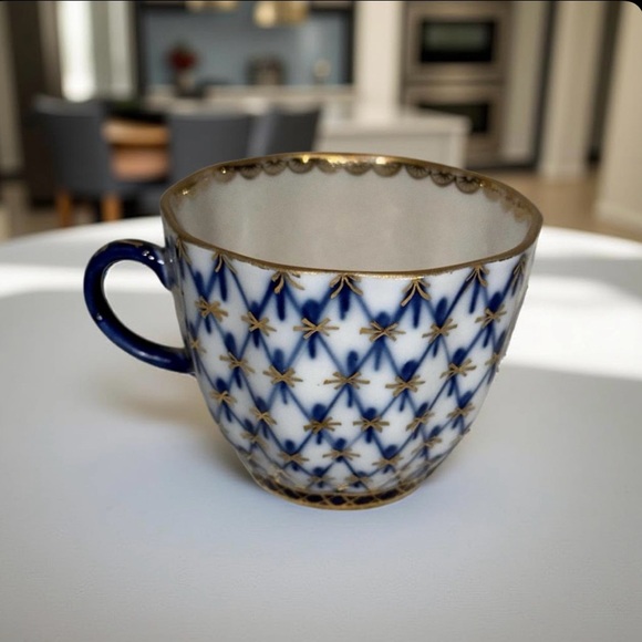 Lomonosov Russian USSR Cobalt Blue Pattern Tea Cup Only! No Saucer - Picture 1 of 4